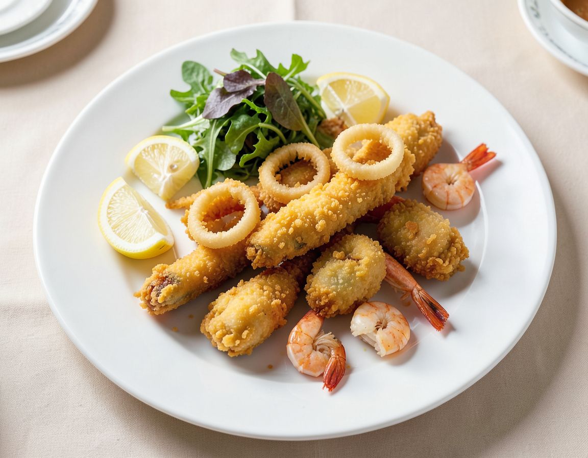 Frittura di paranza dorata servita con limone