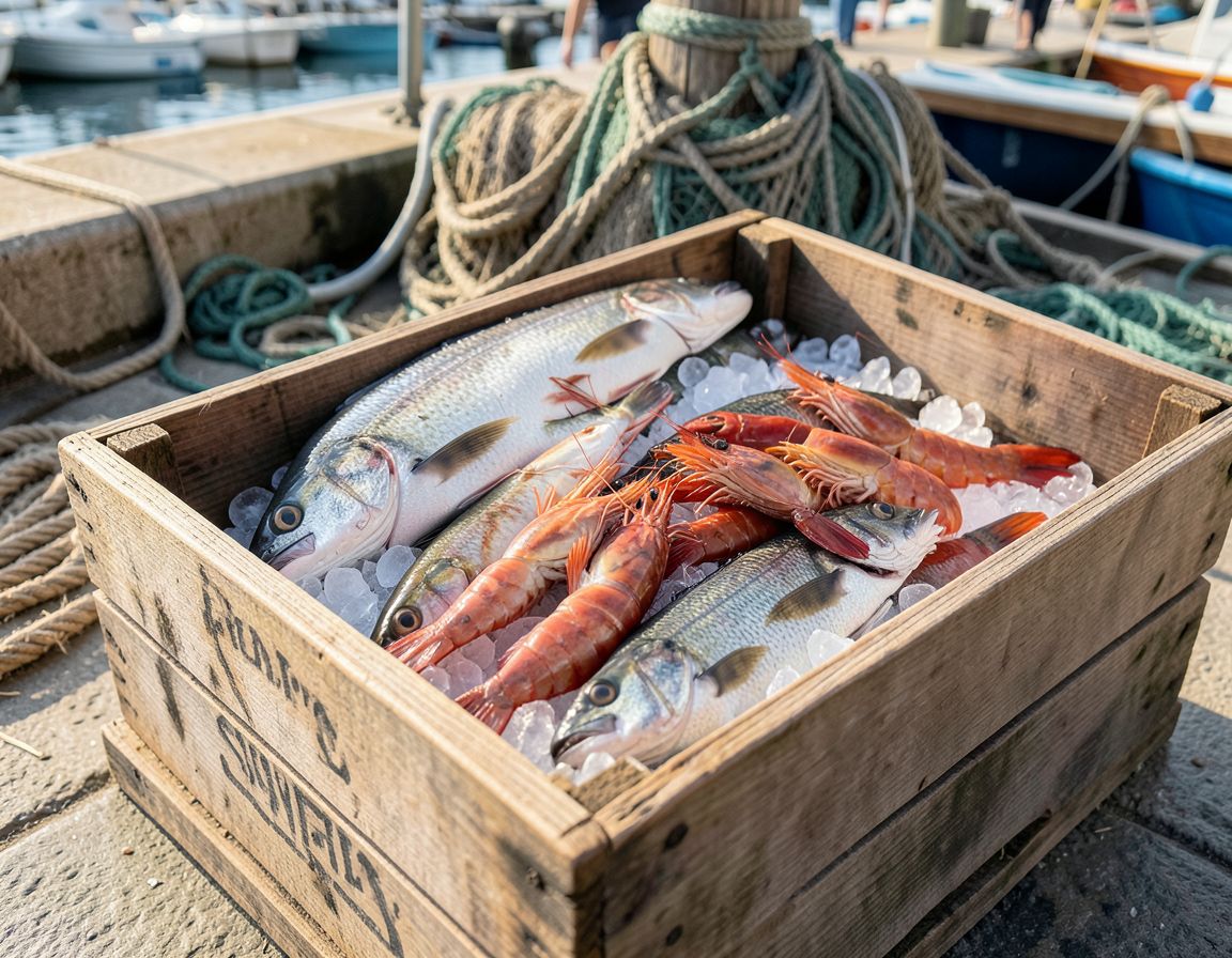 Cassetta di pesce fresco appena pescato